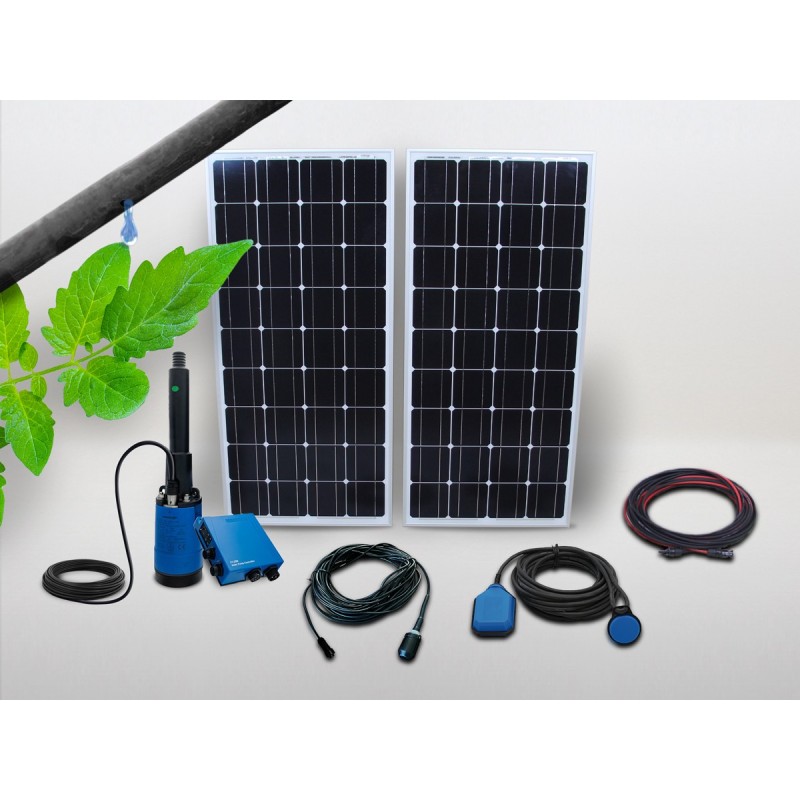 Kit pompe solaire immergé goutte à goutte sans pression 250m² | 40m - 1m³/h