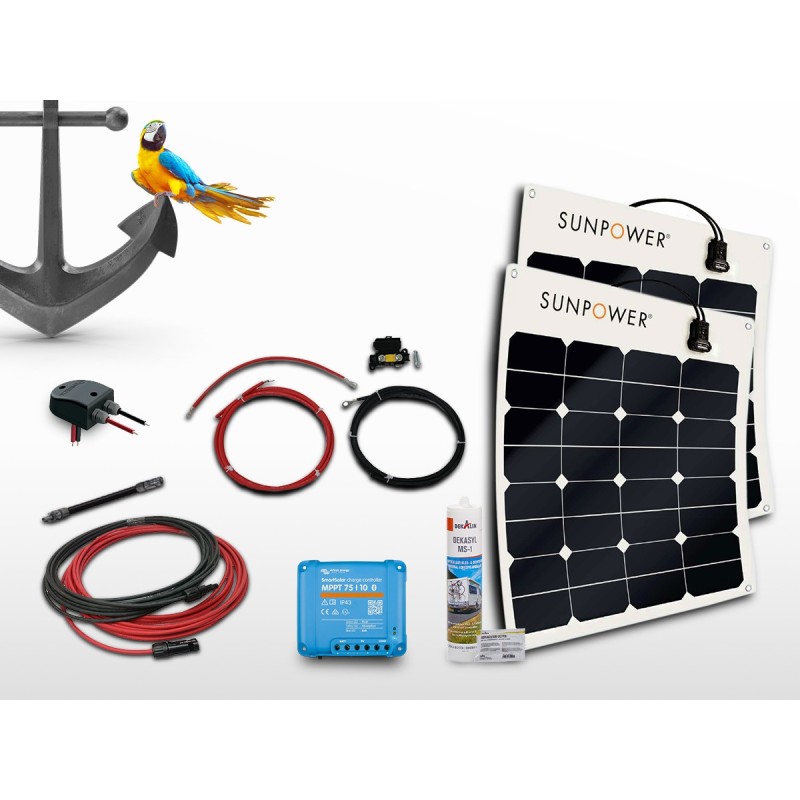 Kit panneaux solaires flexible SUNPOWER bateau MPPT 2 x 50W | 12V /24V