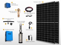 Composition du Kit pompe solaire immergé pour goutte à goutte LORENTZ 820W | 50m - 1,3m³/h