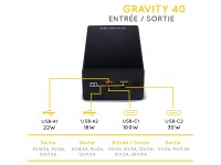 Entrée et sorties de la Batterie externe solaire 148Wh SUNSLICE Gravity-40