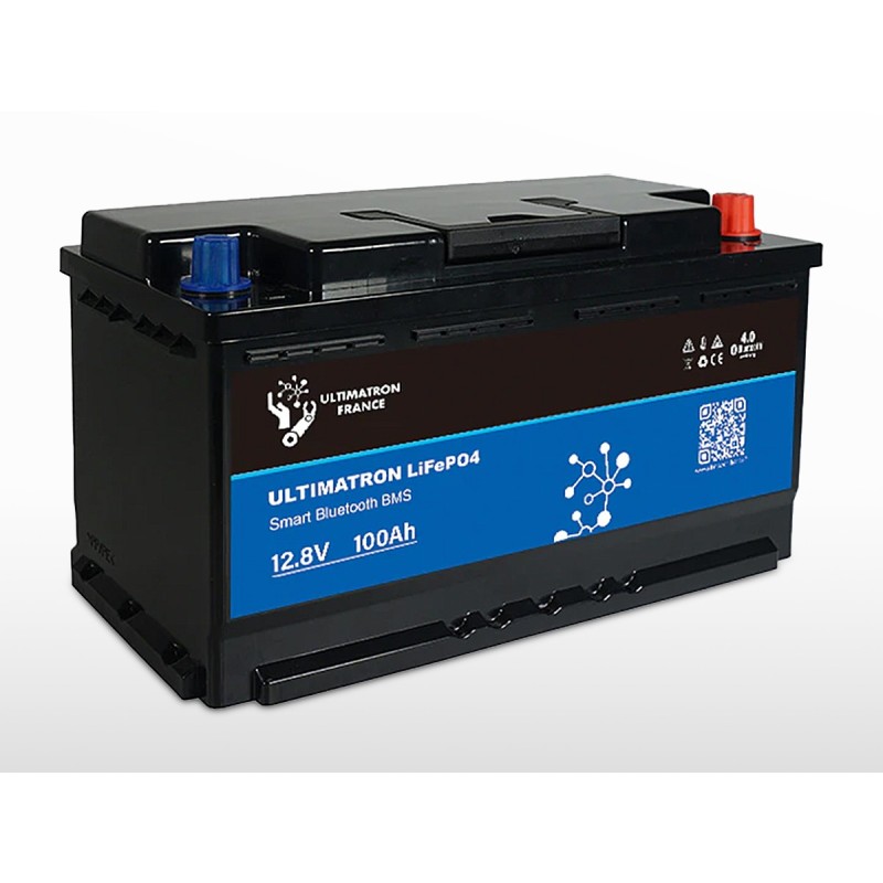 Batterie lithium Sous Siège ULTIMATRON LiFePO4 Smart BMS 12V / 100Ah | 1.28kWh