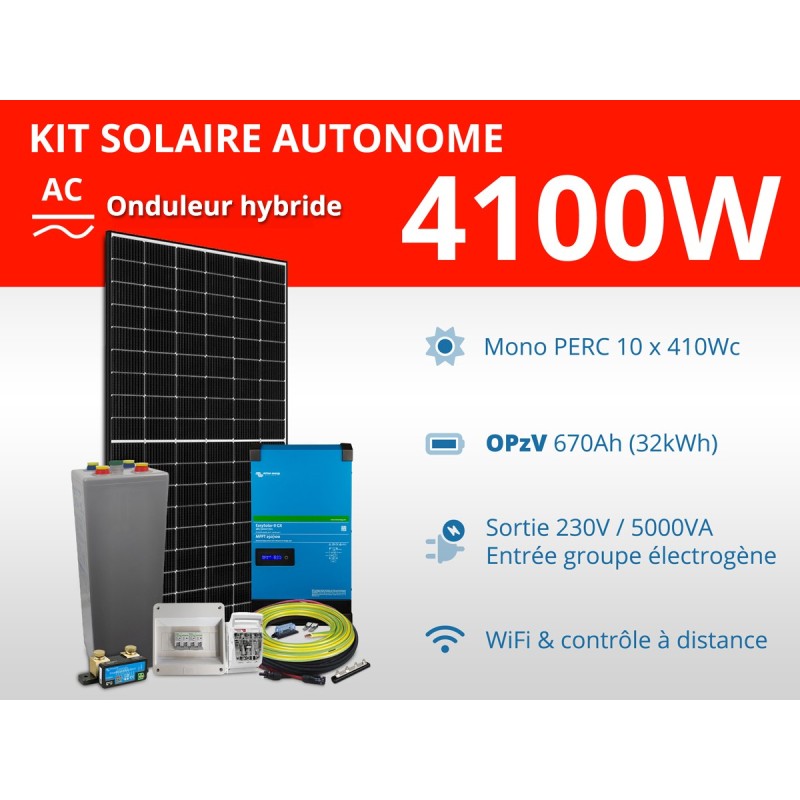 Kit solaire autonome 4100W - OPzV 670Ah - Easysolar GX 5000VA | 32kWh